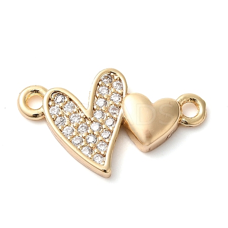 Brass Micro Pave Clear Cubic Zirconia Connector Charms KK-G503-33G-1