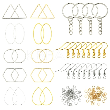 DIY Hexagon/TeardropOval/Triangle Brass Dangle Earring Jewelry Making Kits DIY-FS0007-62-1