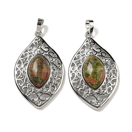 Natural Unakite Pendants G-Q158-02C-1