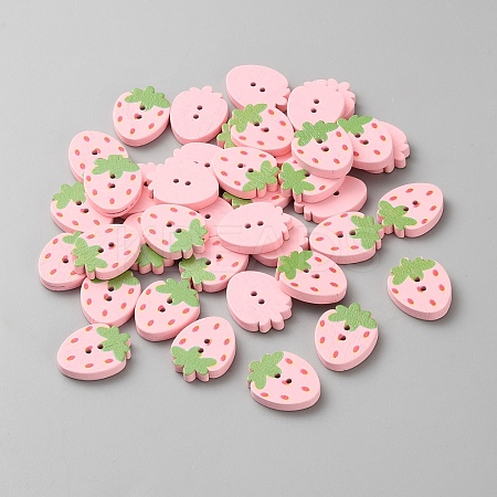 50Pcs 2-Hole Wood Buttons BUTT-WH20007-004-1