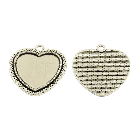 Tibetan Style Alloy Heart Tray Cabochon Settings TIBE-5487-AS-LF-1