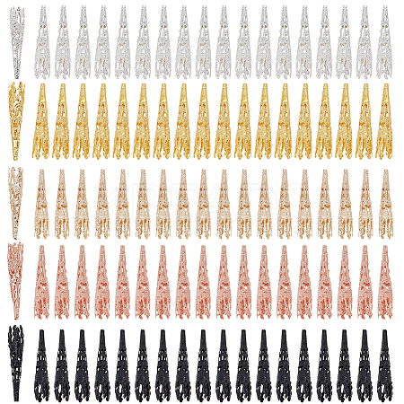 150Pcs 5 Style Iron Filigree Bead Cone IFIN-PH0005-19-1