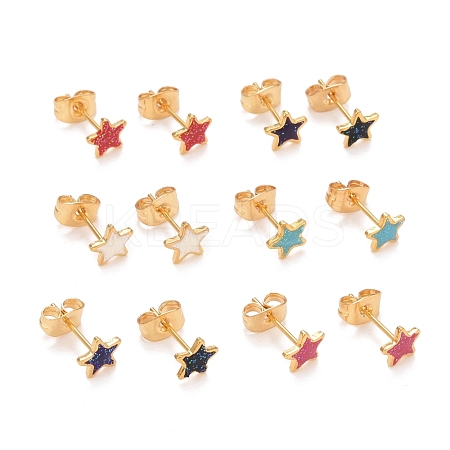 304 Stainless Steel Enamel Stud Earrings EJEW-B009-02G-1