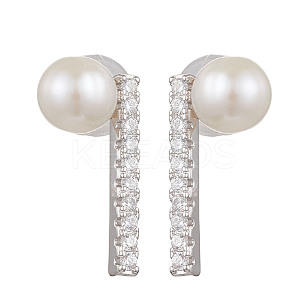 Natural Pearl Ear Studs EJEW-P286-18P-1