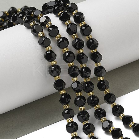 Natural Black Onyx(Dyed & Heated) Beads Strands G-K387-A03-01-1