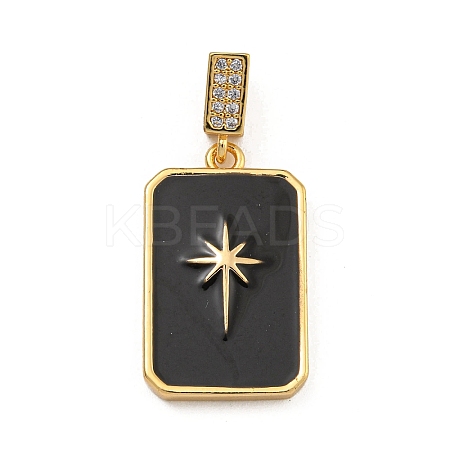 Rack Plating Brass Micro Pave Clear Cubic Zirconia North Star European Dangle Charms KK-U035-17G-03-1