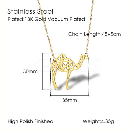 304 Stainless Steel Geometric Artistic Hollow Animal Pendant Necklaces JK0174-2-1