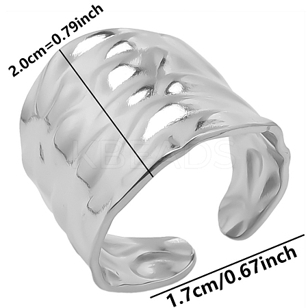 Non-Tarnish 304 Stainless Steel Open Cuff Ring PW-WG28504-01-1