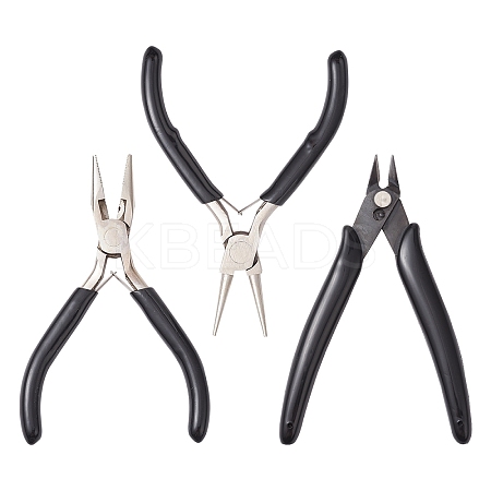 3Pcs 3 Styles Carbon Steel Jewelry Pliers Sets PT-YW0001-10-1