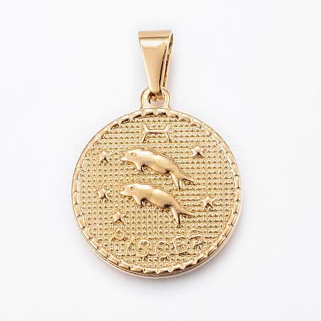 Real 18K Gold Plated 304 Stainless Steel Pendants STAS-H372-01E-1