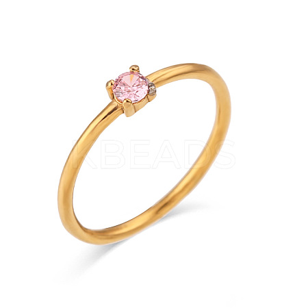 Flat Round 304 Stainless Steel Micro Pave Cubic Zirconia Finger Rings FS-WG2DA17-48-1