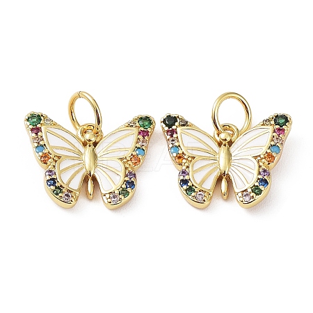 Rack Plating Brass with Cubic Zirconia Enamel Charms KK-B076-06G-1