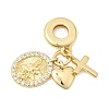 Brass Micro Pave Clear Cubic Zirconia European Dangle Charms X-KK-Z150-10G-1