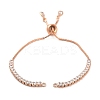 Brass Pave Clear Cubic Zirconia Square Slider Bracelet Making BJEW-U005-02G-1