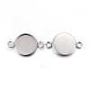 Tarnish Resistant 304 Stainless Steel Cabochon Connector Settings STAS-F191-15P-D-2