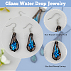 2 Sets 2 Colors Teardrop with Flower Glass Dangle Earrings & Pendant Necklace SJEW-FI0001-14-4