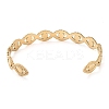 304 Stainless Steel Hollow Horse Eye Cuff Bangle for Women BJEW-D061-05G-3