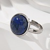 Half Round Natural Lapis Lazuli Finger Rings RJEW-M062-01P-04-5