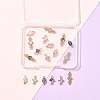 18Pcs 9 Styles Brass Pave Transparent Glass Links/Connectors GLAA-FS0002-35-6