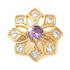 Brass Micro Pave Clear Cubic Zirconia Fold Over Clasps KK-G505-08G-1