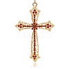 Shining Golden Plated Alloy Rhinestone Cross Big Pendants Necklace Charms RB-J206-21G-1
