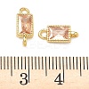 Brass Pave Cubic Zirconia Rectangle Connector Charms KK-P348-10G-04-3