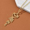304 Stainless Steel Hollow Cut Yoga Om Lotus Flower Pendant Necklaces NJEW-Z073-02G-03-2
