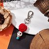 Skull Rose Resin & Synthetic Turquoise Pendant Decoration KEYC-JKC00824-2