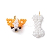 2Pcs 2 Styles Glass Seed Beaded Pendants PALLOY-MZ00474-1