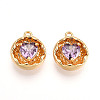 Brass Micro Pave Cubic Zirconia Charms KK-N262-114C-G-1