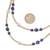Round Natural Lapis Lazuli & Synthetic Howlite Beaded Wrap Long Necklaces NJEW-JN05907-02-3
