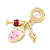 Brass Dark Red and Pink Enamel Goblet Woman Musical Note European Dangle Charms KK-C137-18G-2