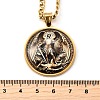201 Stainless Steel Glass Flat Round with Archangel Michael Pendant Necklaces for Women NJEW-M105-09G-3