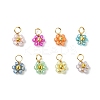 8Pcs 8 Color Flower Glass Seed Beaded Charms PALLOY-JF02004-01-1
