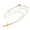 304 Stainless Steel Cross Pendant 3 Layer Necklaces for Women LS-NJEW-F343-02G-4