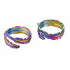 Feather Cuff Rings RJEW-N038-028-1