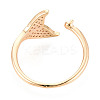 Fishtail Shape Brass Micro Pave Clear Cubic Zirconia Cup Peg Ring Settings KK-T076-14G-3