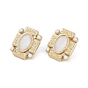 Ion Plating(IP) 304 Stainless Steel Rectangle Stud Earrings EJEW-Z068-30G-02-1