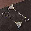 Electroplated 304 Stainless Steel Resin Fan Dangle Earrings EJEW-Z129-11G-02-3
