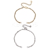 2Pcs 2 Colors 304 Stainless Steel Singapore Chain Bracelet Makings AJEW-JB01322-1