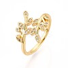 Brass Micro Pave Cubic Zirconia Cuff Rings for Women KK-T071-58G-4