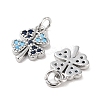 Clover Brass Micro Pave Cubic Zirconia Charms KK-B102-04P-2