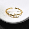 925 Sterling Silver Pave Cubic Zirconia Open Cuff Rings RJEW-R016-01G-01-1