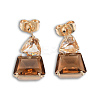 K9 Glass Triangle with Trapezoid Dangle Stud Earrings EJEW-N053-52-2