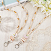 Wood & Silicone Retractable Badge Reel with Chains HJEW-SC00157-3