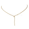 2MM Adjustable 304 Stainless Steel Textured Dapped Chain Lariat Necklaces NJEW-JN05858-2