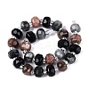 Natural Rhodonite & Eagle Eye & Obsidian Beads Strands G-Q614-03A-02-3