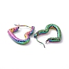 Ion Plating(IP) Rainbow Color 304 Stainless Steel Heart Hoop Earrings for Women EJEW-G293-25M-2