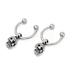 Skull 316 Surgical Stainless Steel Dangle Half Hoop Earrings for Women EJEW-G416-48AS-4
