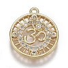 Hollow Brass Micro Pave Clear Cubic Zirconia Pendants ZIRC-Z003-02G-1